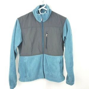 Columbia Sportswear Fleece Jacket Colorblock Blue Gray Zip Front Zip Womens S